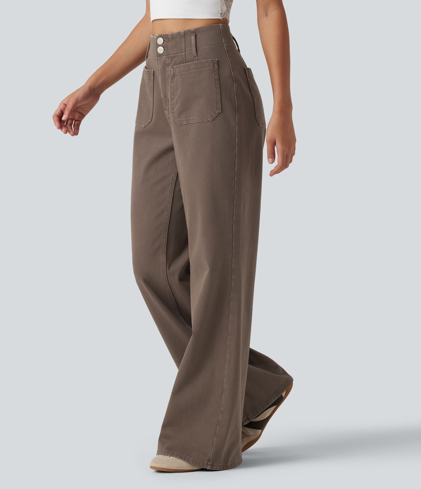 Halara Flex™ högmidjade, utsvängda och färgglada vardagsjeans med fickor