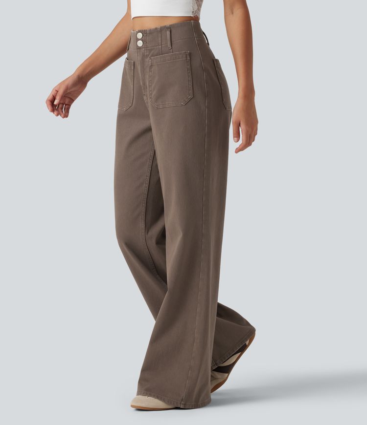 Halara Flex™ högmidjade, utsvängda och färgglada vardagsjeans med fickor