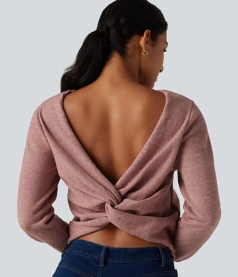 Round Neck Long Sleeve Twisted Casual Sweater
