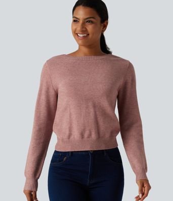 Round Neck Long Sleeve Twisted Casual Sweater