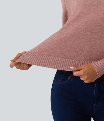 Round Neck Long Sleeve Twisted Casual Sweater
