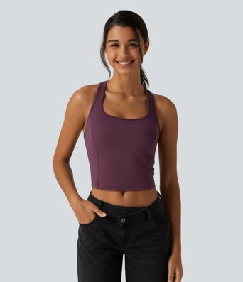 SoftlyZero™ Airy - Verkürztes Lauf-Tanktop mit integriertem BH, Kontrast-Mesh und InstantCool