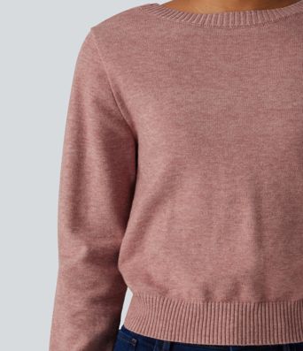 Round Neck Long Sleeve Twisted Casual Sweater