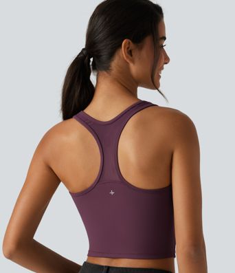 SoftlyZero™ Airy - Verkürztes Lauf-Tanktop mit integriertem BH, Kontrast-Mesh und InstantCool