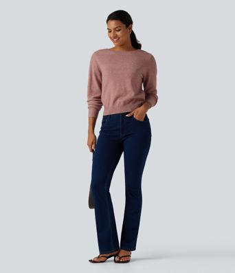 Round Neck Long Sleeve Twisted Casual Sweater