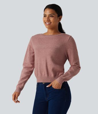 Round Neck Long Sleeve Twisted Casual Sweater