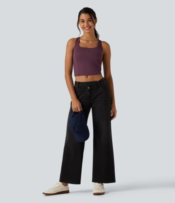 SoftlyZero™ Airy - Verkürztes Lauf-Tanktop mit integriertem BH, Kontrast-Mesh und InstantCool