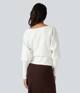 Boat Neck Batwing Sleeve Work Tops Boat Neck Batwing Sleeve Work Tops