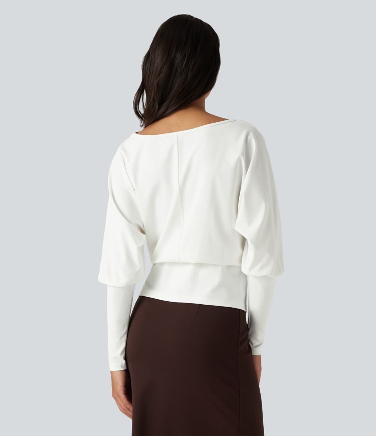 Boat Neck Batwing Sleeve Work Tops Boat Neck Batwing Sleeve Work Tops