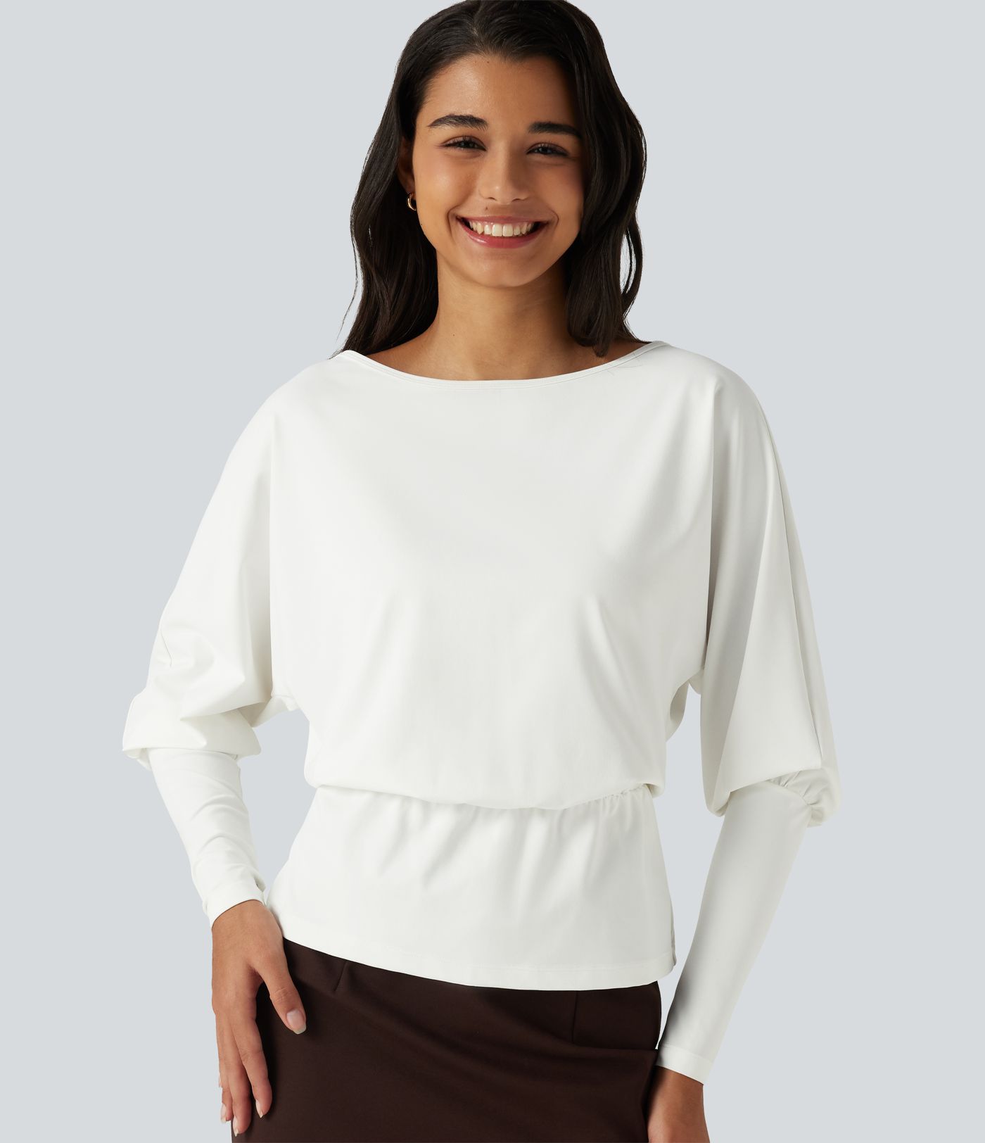 Boat Neck Batwing Sleeve Work Tops Boat Neck Batwing Sleeve Work Tops