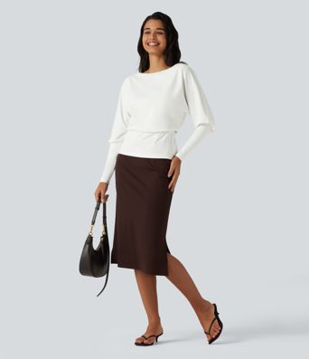Boat Neck Batwing Sleeve Work Tops Boat Neck Batwing Sleeve Work Tops