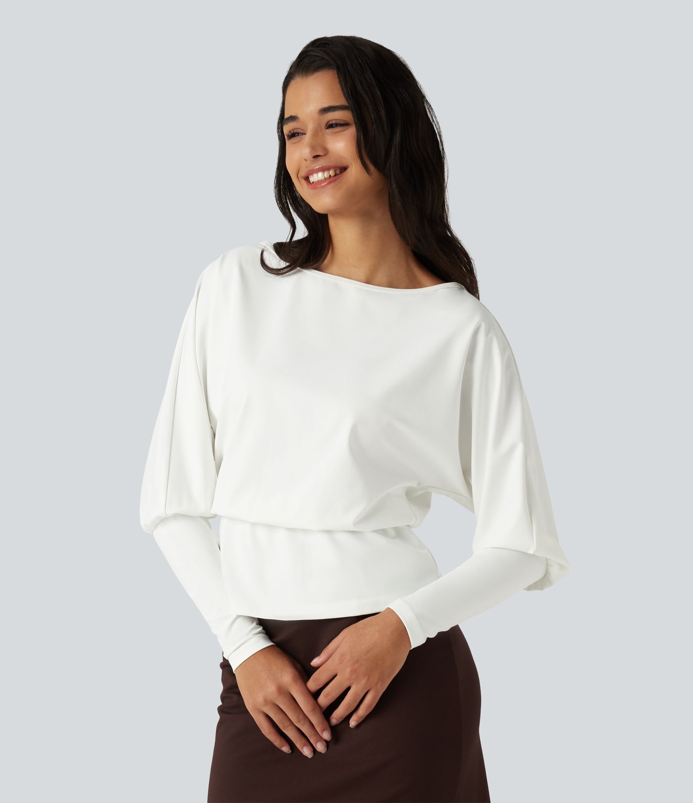 Boat Neck Batwing Sleeve Work Tops Boat Neck Batwing Sleeve Work Tops