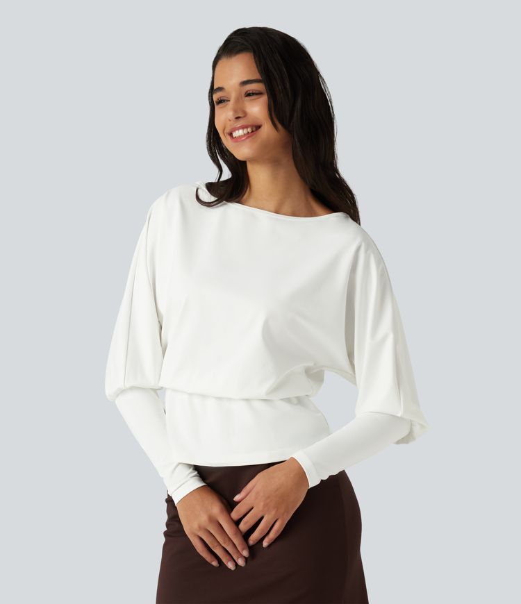 Boat Neck Batwing Sleeve Work Tops Boat Neck Batwing Sleeve Work Tops