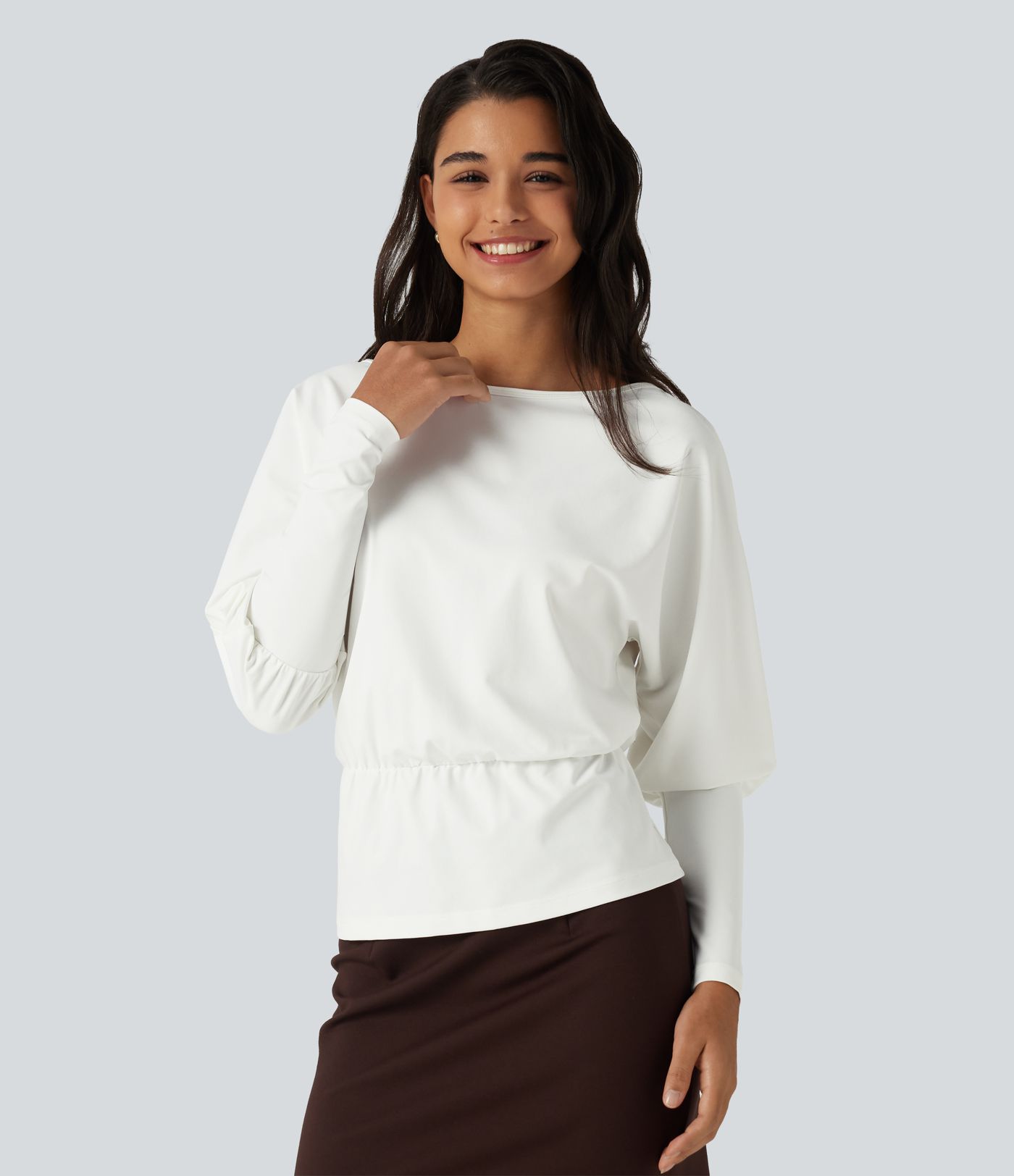 Boat Neck Batwing Sleeve Work Tops Boat Neck Batwing Sleeve Work Tops