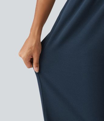 Lässige Sweatpants mit hohem Bund, Seitentaschen, Waffelstoff und geradem Bein Lässige Sweatpants mit hohem Bund, Seitentaschen, Waffelstoff und geradem Bein