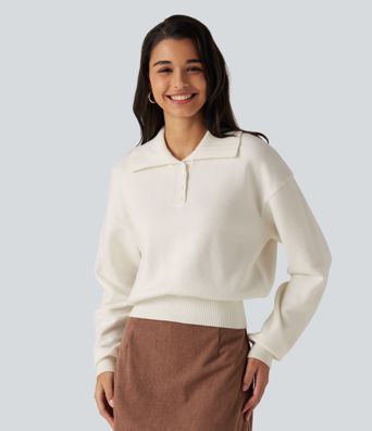 Collared Half Zip Long Sleeve Work Sweater Collared Half Zip Long Sleeve Work Sweater