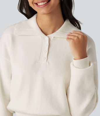 Collared Half Zip Long Sleeve Work Sweater Collared Half Zip Long Sleeve Work Sweater