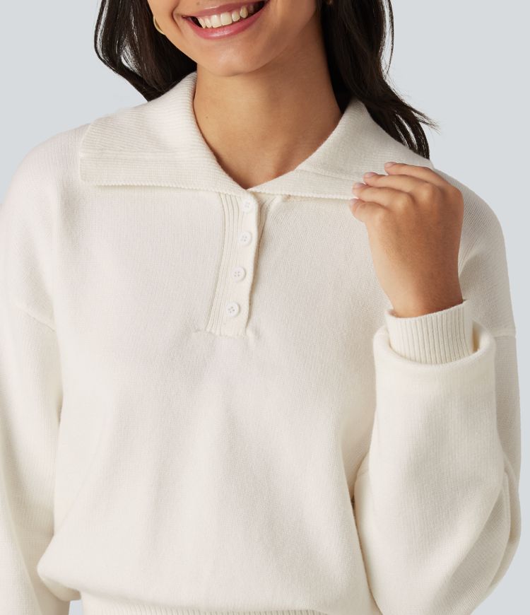Collared Half Zip Long Sleeve Work Sweater Collared Half Zip Long Sleeve Work Sweater