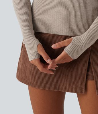 High Neck Long Sleeve Thumb Hole Work Sweater High Neck Long Sleeve Thumb Hole Work Sweater