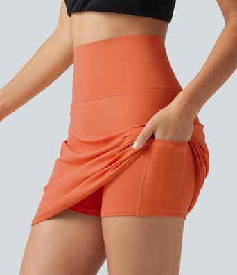 SoftlyZero™ Airy Super High Waisted Tummy Control Curved Hem 2-in-1 InstantCool Golf Mini Skirt with Pockets-Longer Length