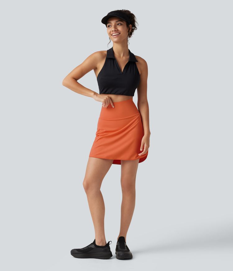 SoftlyZero™ Airy Super High Waisted Tummy Control Curved Hem 2-in-1 InstantCool Golf Mini Skirt with Pockets-Longer Length