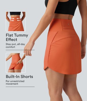 SoftlyZero™ Airy Super High Waisted Tummy Control Curved Hem 2-in-1 InstantCool Golf Mini Skirt with Pockets-Longer Length