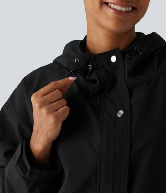 Hooded Drawstring Long Sleeve Casual Jacket with Pockets Hooded Drawstring Long Sleeve Casual Jacket with Pockets