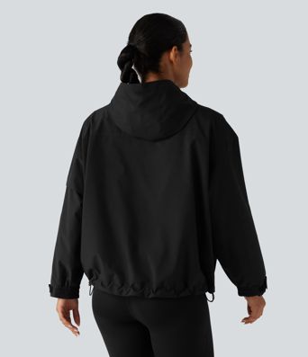 Hooded Drawstring Long Sleeve Casual Jacket with Pockets Hooded Drawstring Long Sleeve Casual Jacket with Pockets