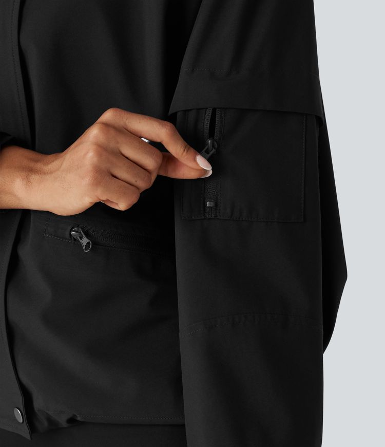 Hooded Drawstring Long Sleeve Casual Jacket with Pockets Hooded Drawstring Long Sleeve Casual Jacket with Pockets