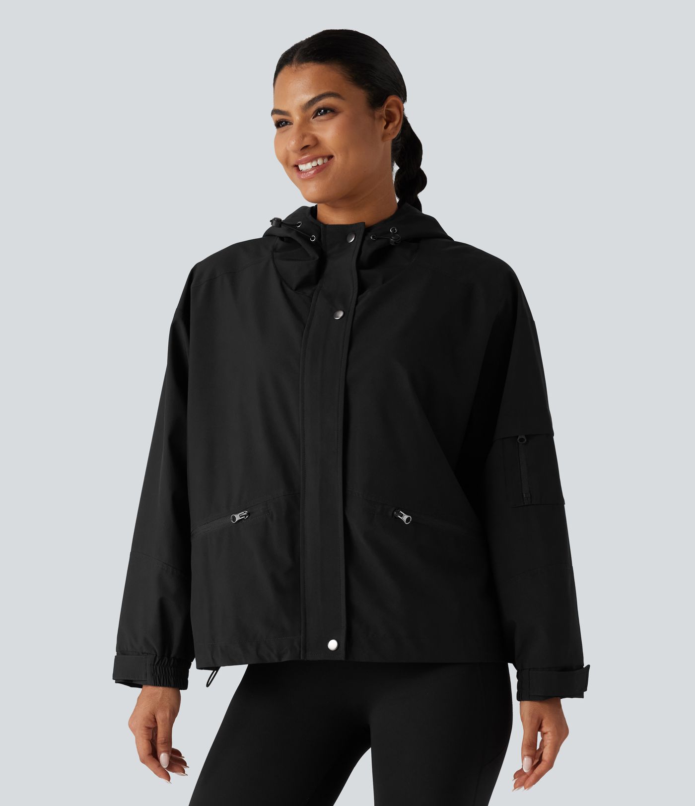 Hooded Drawstring Long Sleeve Casual Jacket with Pockets Hooded Drawstring Long Sleeve Casual Jacket with Pockets