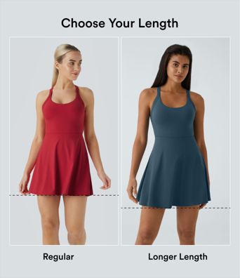 SoftlyZero™ Airy Backless Twisted Flare Low Support Dance Active Dress-Longer Length-Easy Peezy Edition A-D Cups SoftlyZero™ Airy Backless Twisted Flare Low Support Dance Active Dress-Longer Length-Easy Peezy Edition A-D Cups