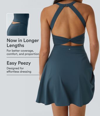 SoftlyZero™ Airy Backless Twisted Flare Low Support Dance Active Dress-Longer Length-Easy Peezy Edition A-D Cups SoftlyZero™ Airy Backless Twisted Flare Low Support Dance Active Dress-Longer Length-Easy Peezy Edition A-D Cups