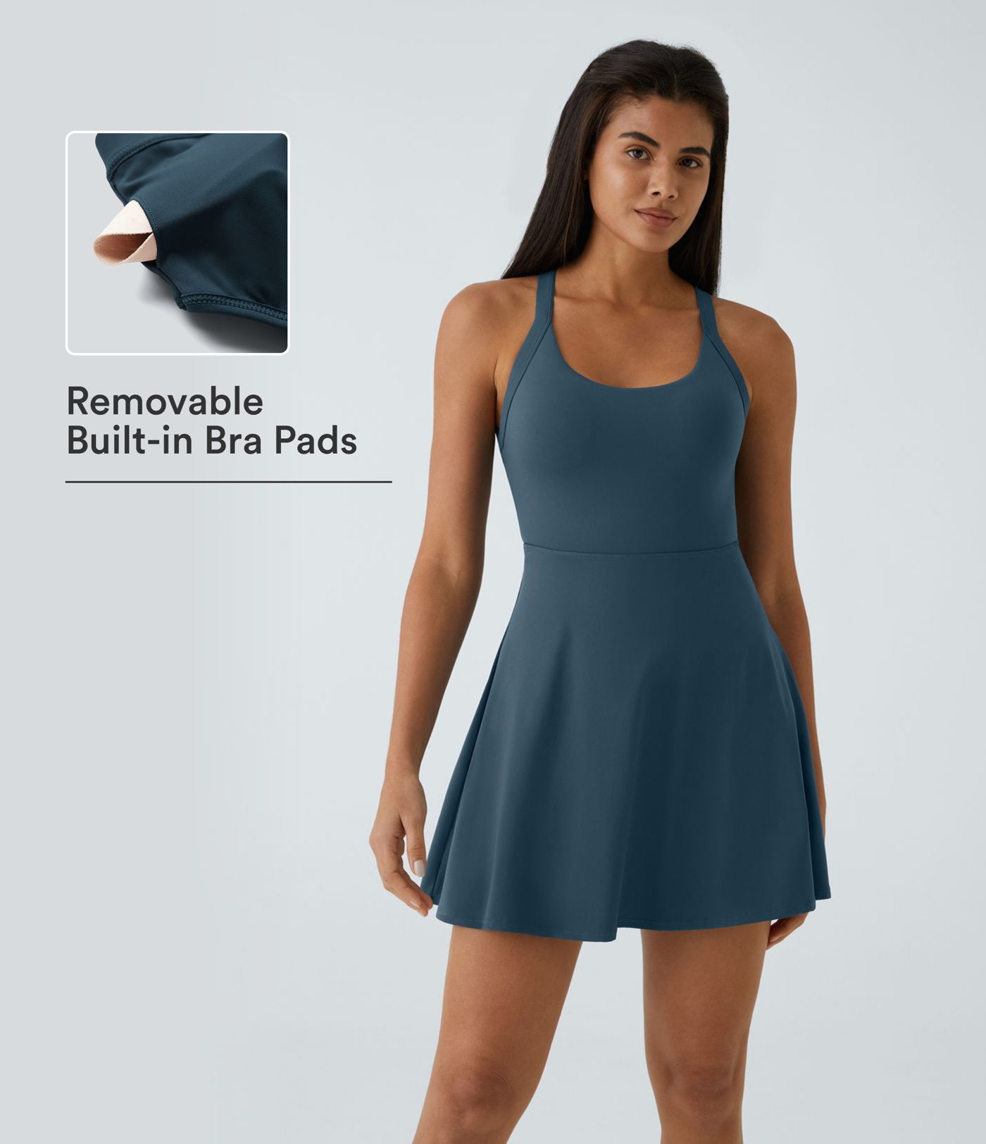 SoftlyZero™ Airy Backless Twisted Flare Low Support Dance Active Dress-Longer Length-Easy Peezy Edition A-D Cups SoftlyZero™ Airy Backless Twisted Flare Low Support Dance Active Dress-Longer Length-Easy Peezy Edition A-D Cups