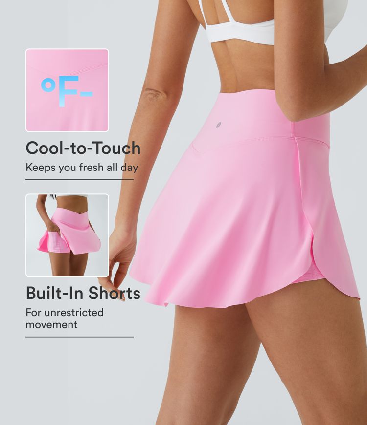 SoftlyZero™ Airy Crossover Pocket 2-in-1 Cool Touch Tennis Skirt-Lucid-Longer Length-UPF50+ SoftlyZero™ Airy Crossover Pocket 2-in-1 Cool Touch Tennis Skirt-Lucid-Longer Length-UPF50+