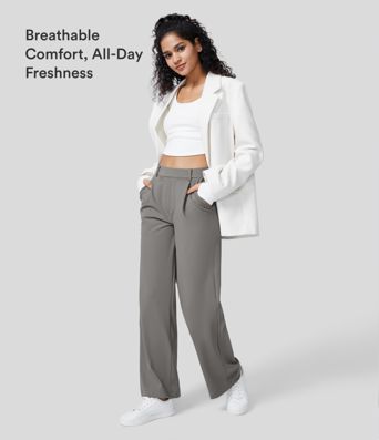 Halara Flex™ DayStretch High Waisted Pocket Straight Leg Work Pants Halara Flex™ DayStretch High Waisted Pocket Straight Leg Work Pants