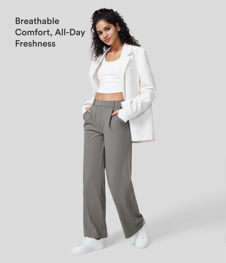 Halara Flex™ DayStretch High Waisted Pocket Straight Leg Work Pants Halara Flex™ DayStretch High Waisted Pocket Straight Leg Work Pants