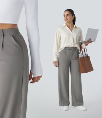 Halara Flex™ DayStretch High Waisted Pocket Straight Leg Work Pants Halara Flex™ DayStretch High Waisted Pocket Straight Leg Work Pants