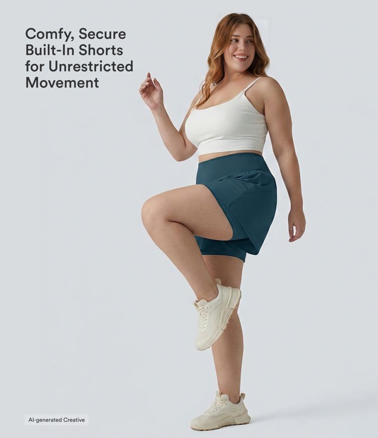 Super High Waisted Pocket & Pocket 2-in-1 Women Gym Running Yoga Plus Size Shorts 4''-Longer Length Super High Waisted Pocket & Pocket 2-in-1 Women Gym Running Yoga Plus Size Shorts 4''-Longer Length