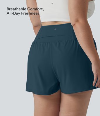 Super High Waisted Pocket & Pocket 2-in-1 Women Gym Running Yoga Plus Size Shorts 4''-Longer Length Super High Waisted Pocket & Pocket 2-in-1 Women Gym Running Yoga Plus Size Shorts 4''-Longer Length
