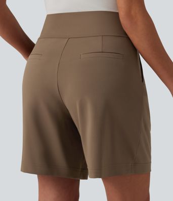 DayStretch High Waisted Work Baggy Bermuda Shorts 7'' with Pockets