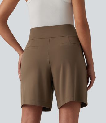 DayStretch High Waisted Work Baggy Bermuda Shorts 7'' with Pockets