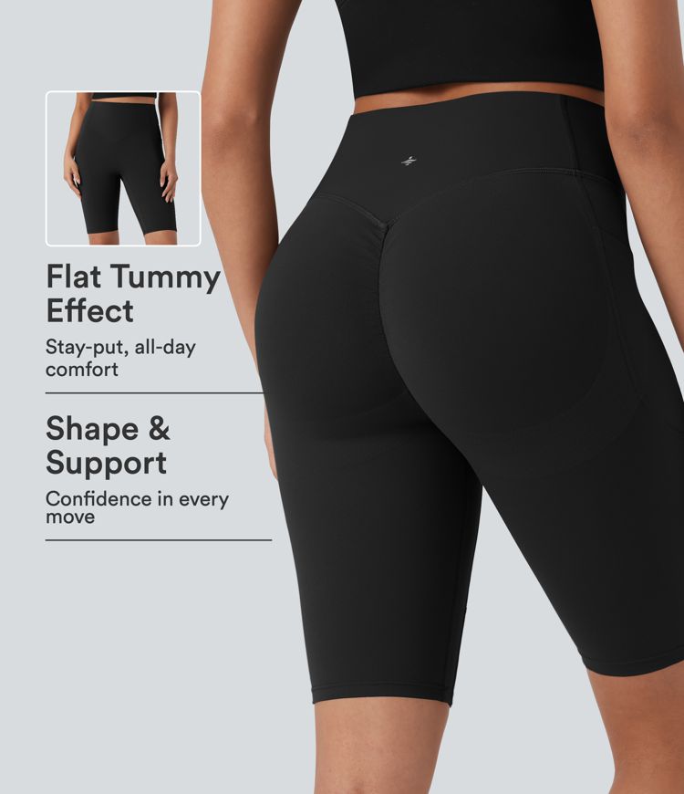 Halara UltraSculpt™ short cycliste d'entraînement 9'' taille haute, fronces rehausse-fesses, maintien ventre, poche latérale, effet modelant