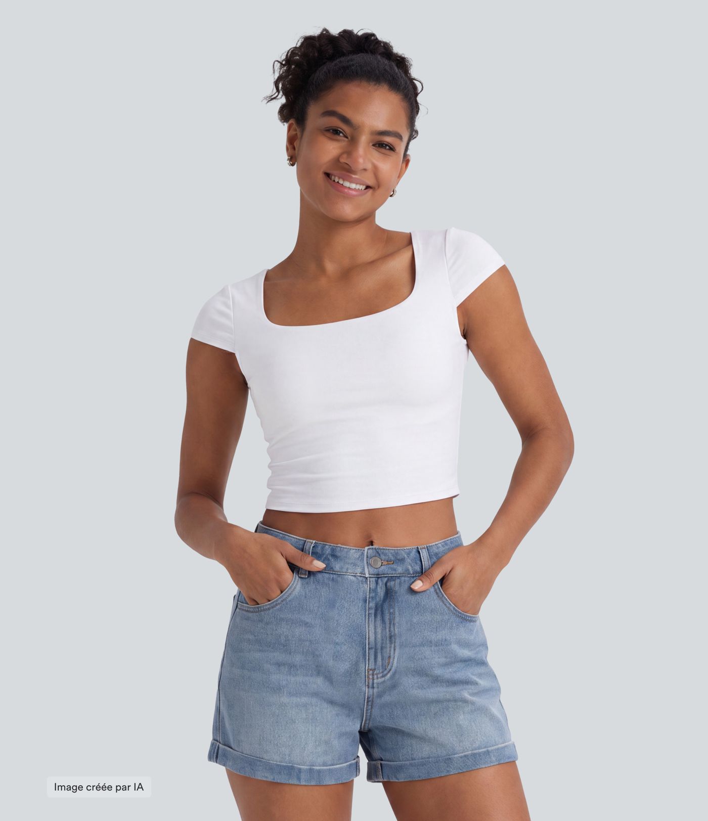 Halara Flex™ Denim-Casual-Shorts, mittlere Leibhöhe, mit Reißverschlusstaschen, 3'' Halara Flex™ Denim-Casual-Shorts, mittlere Leibhöhe, mit Reißverschlusstaschen, 3''