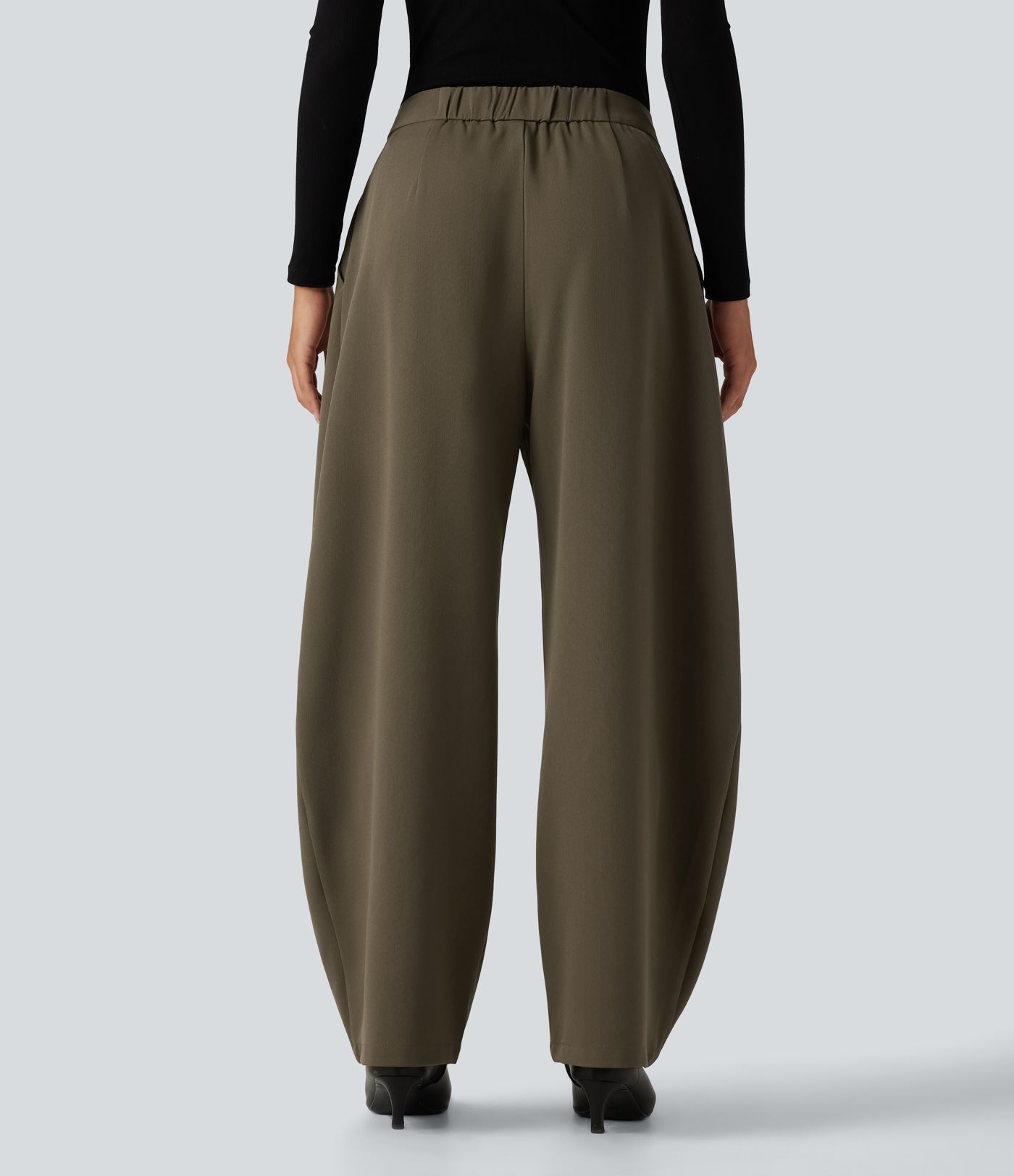 High Waisted Barrel Leg Work Pants with Pockets High Waisted Barrel Leg Work Pants with Pockets