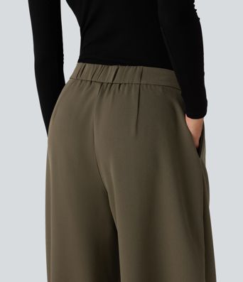High Waisted Barrel Leg Work Pants with Pockets High Waisted Barrel Leg Work Pants with Pockets