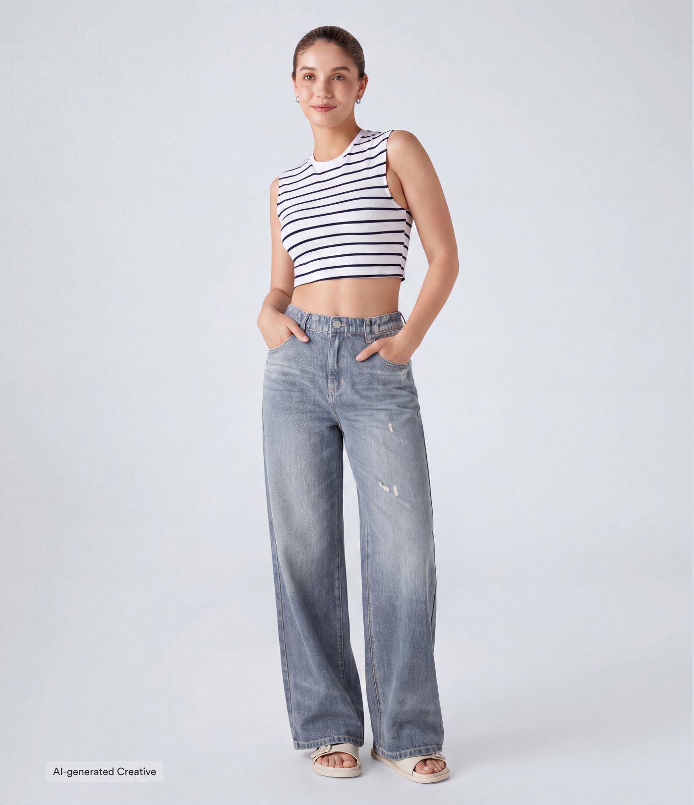 Mid Rise Denim Print French Terry Casual Sweatpants Jeans with Pockets Mid Rise Denim Print French Terry Casual Sweatpants Jeans with Pockets