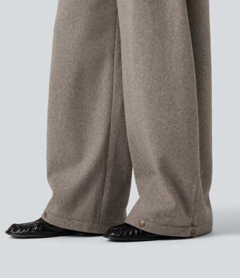High Waisted Barrel Leg Plaid Casual Pants with Pockets High Waisted Barrel Leg Plaid Casual Pants with Pockets