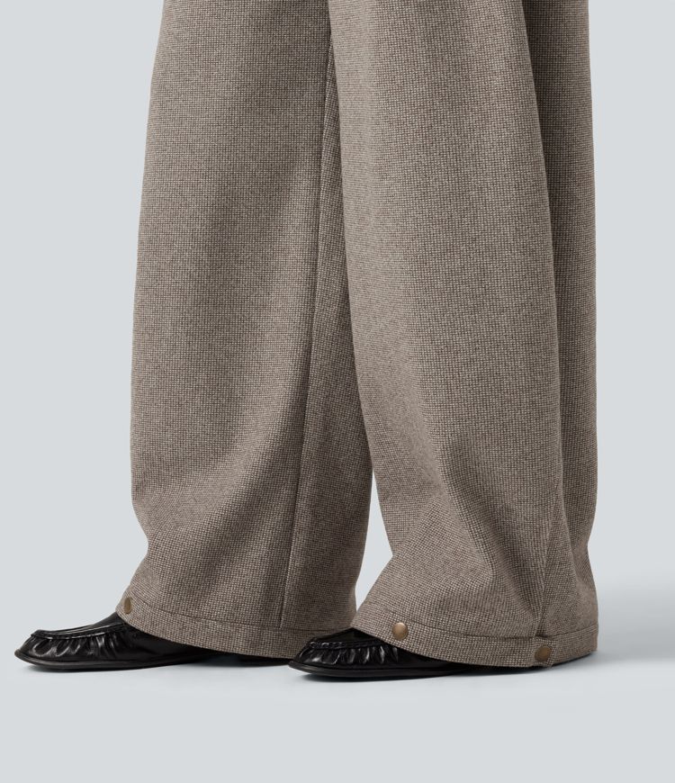 High Waisted Barrel Leg Plaid Casual Pants with Pockets High Waisted Barrel Leg Plaid Casual Pants with Pockets