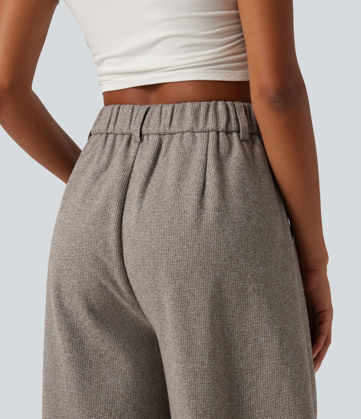 High Waisted Barrel Leg Plaid Casual Pants with Pockets High Waisted Barrel Leg Plaid Casual Pants with Pockets