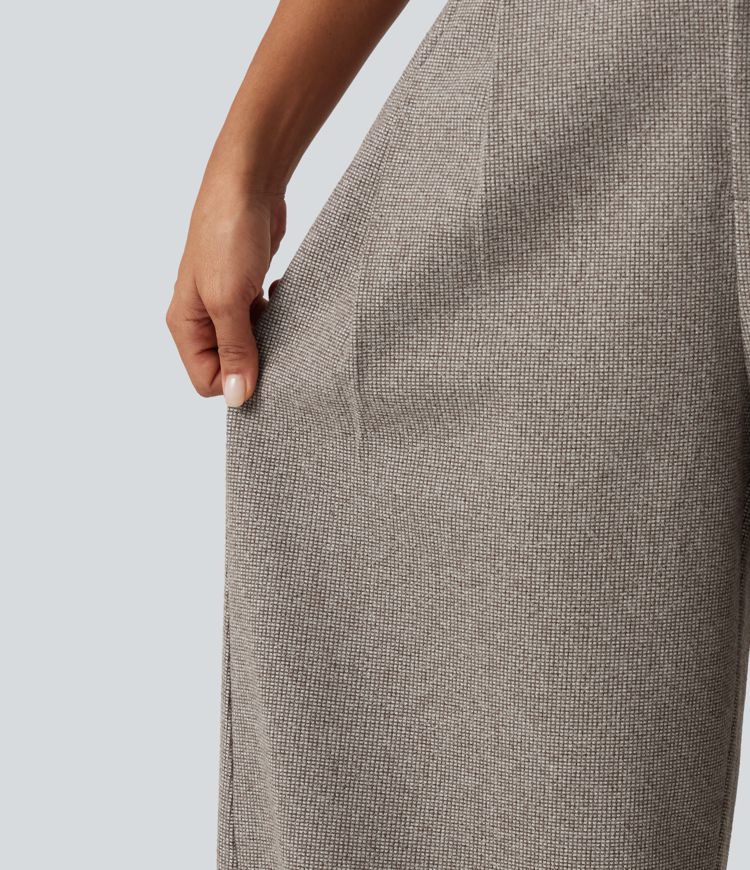 High Waisted Barrel Leg Plaid Casual Pants with Pockets High Waisted Barrel Leg Plaid Casual Pants with Pockets